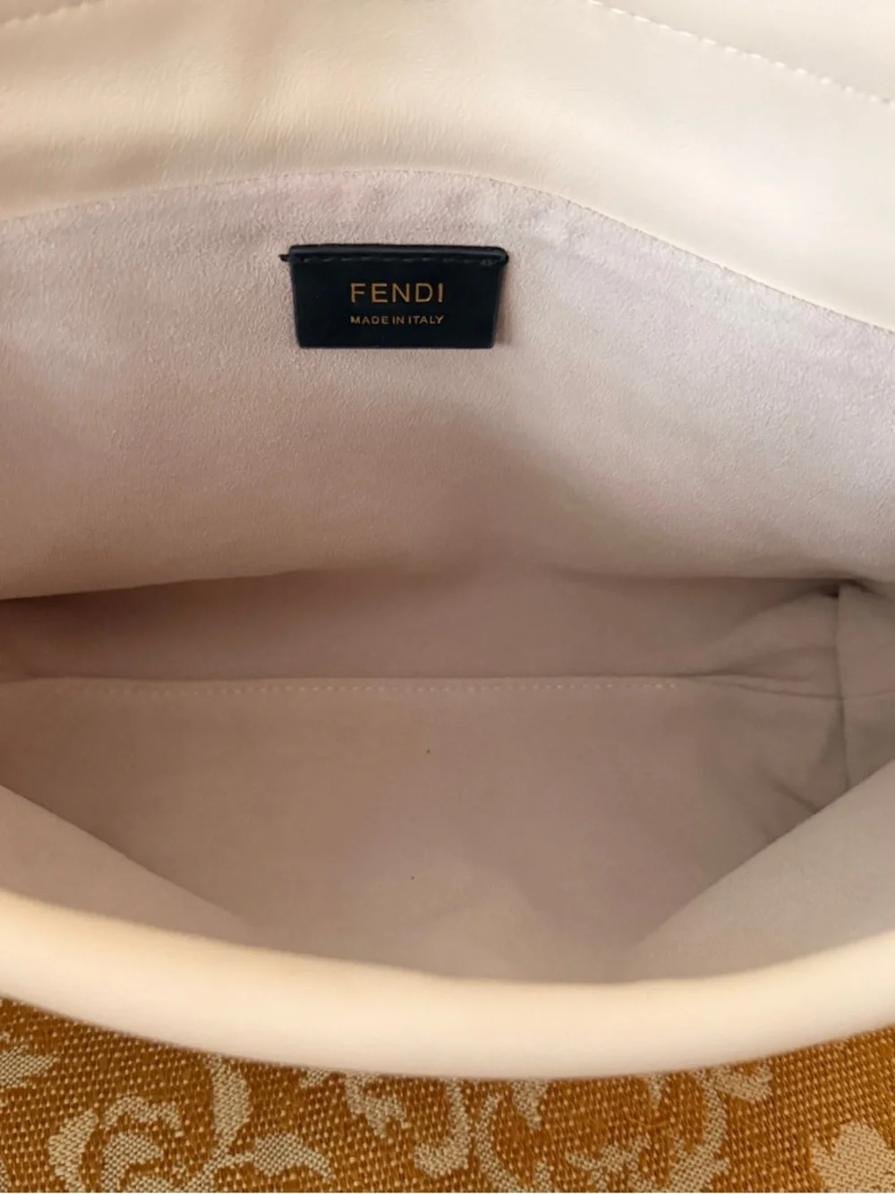 Cream Genuine Leather Medium Mamma Baguette with Gold Hardware - Picture 11 of 12